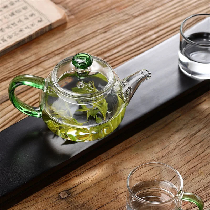 200ml Clear Heat-resistant Small Glass Teapot with Stainless Steel Filter Small Brewing Flower Green Tea Pot Kung Fu Tea Set