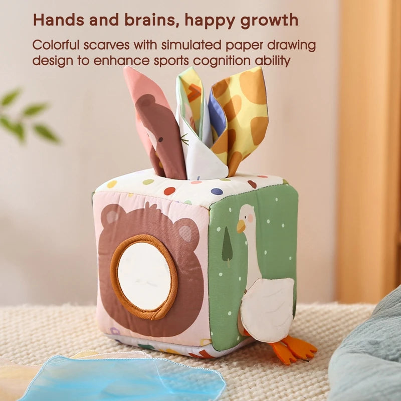 Baby Montessori Toy Magic Tissue Box Cotton Educational Learning Activity Sensory Toy For Kids Finger Exercising Busy Board Game