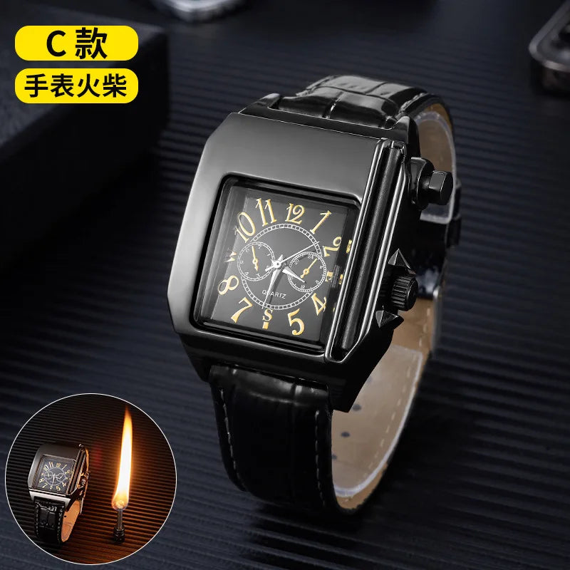 Rechargeable Metal Creative Watch Lighter Cool Trend Tungsten Filament Cigarette Lighter Men's Gift Cigarette Accessories