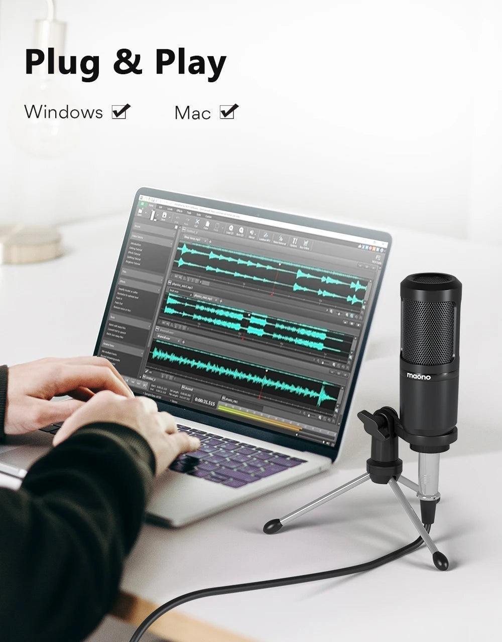PM360TR Condenser Microphone Podcast Microphone 3.5mm Mic for Computer,Laptop,Phone,Sound Card,YouTube,Gaming,Recording