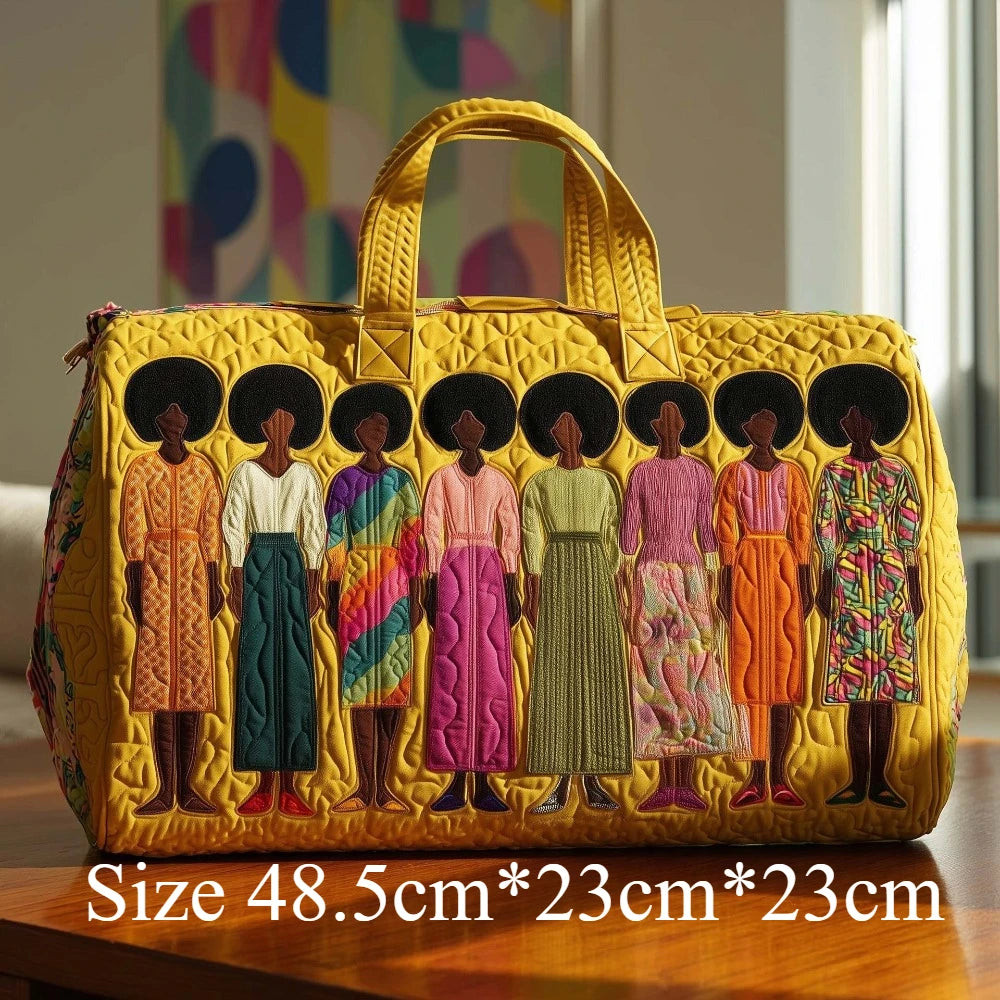 3D Puff Print Travel Tote Bag Quilted Women Silhouette Retro Pop Art Elegant Floral Duffle Weekender Gym Yoga Overnight Bags