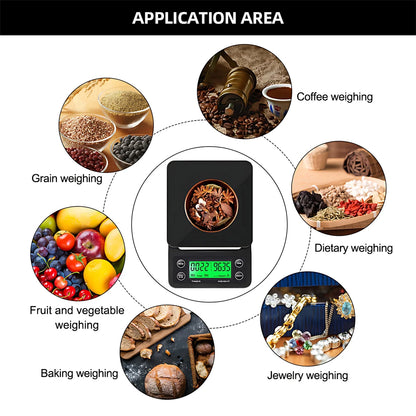 5KG/3KG/0.1g Scale with Timer Portable Electronic Digital Kitchen Scale High Precision LCD Drip Coffee Electronic Scales