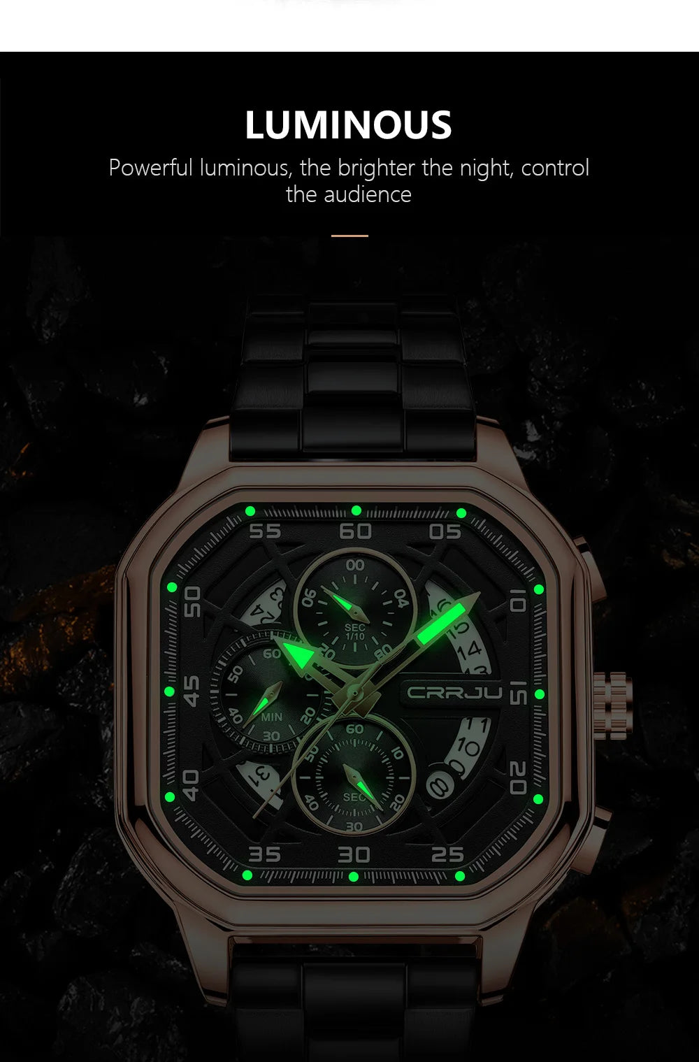 Men Watch Stainless Steel Chronograph Watches for Men Luxury Waterproof Date Analog Quartz Business Clock