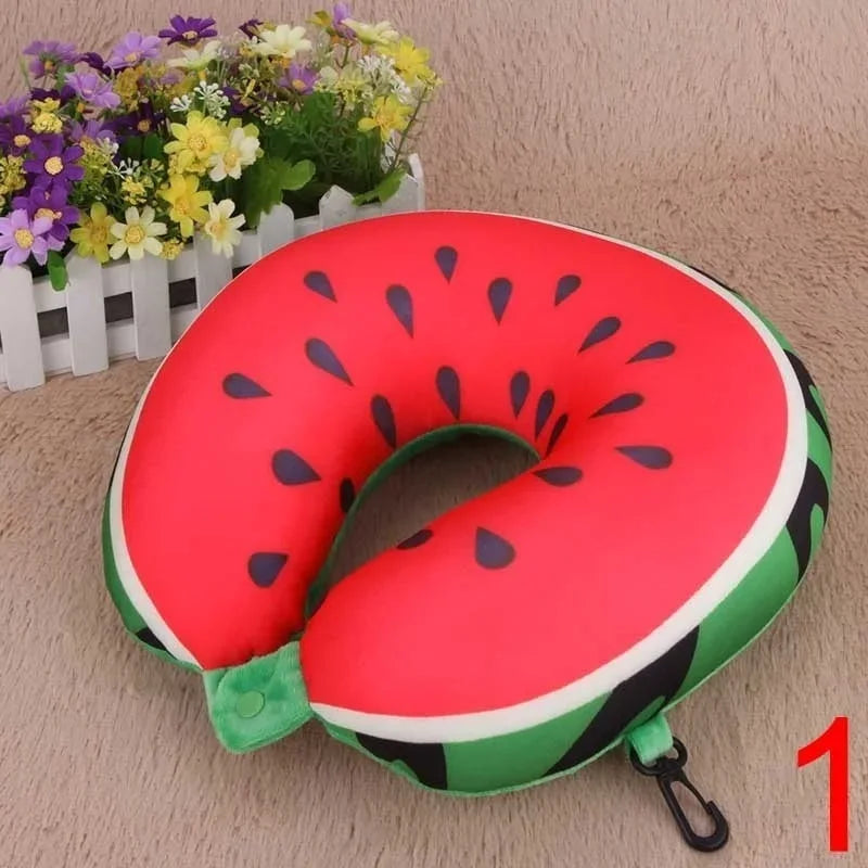 Travel Portable Fruit U Shaped Pillow Cushion Nanoparticles Neck Pillows Office Cervical Pillow Fruit Pattern Travel Pillows