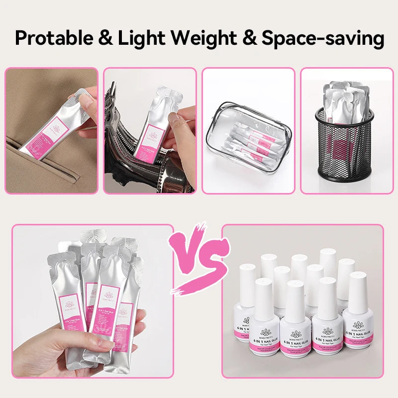 15g 6 IN 1 Nail Glue Gel Refilled Package Extension Building Strengthen Nail Gel Semi Permanent False Nail Tips Gel