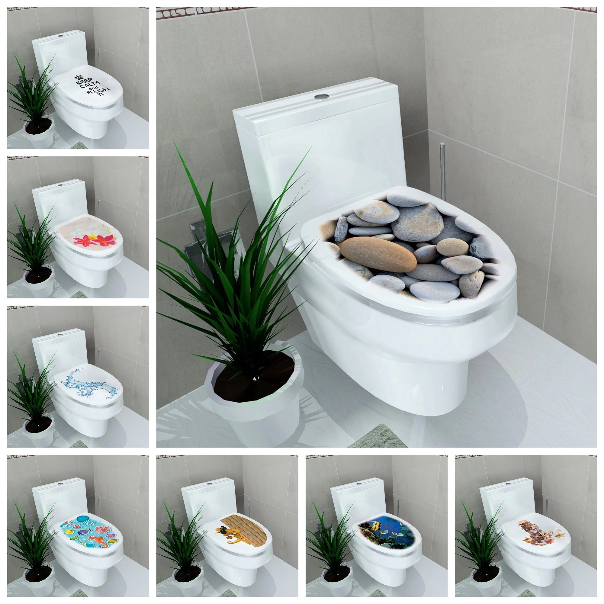 DIY 3D Toilet Lid Seats Cover Wall Stickers Bathroom Decal Mural Home Decoration