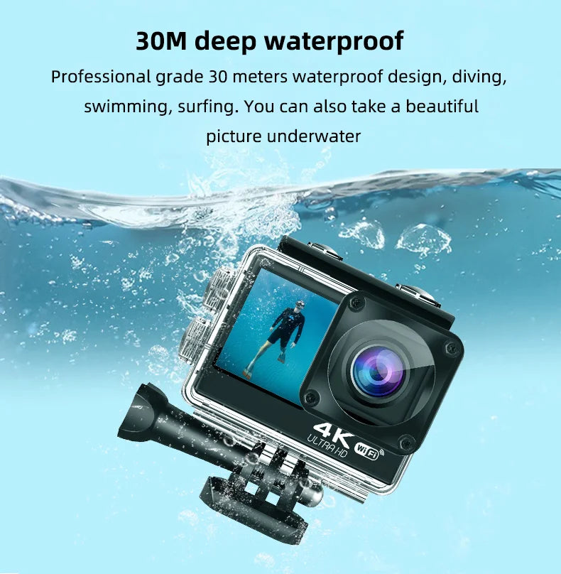 Action Sports Camera 4K Action Cam Pro Touchscreen Helmet Motorbike Helmet Cameras Video Recording Outdoor Waterproof WiFi