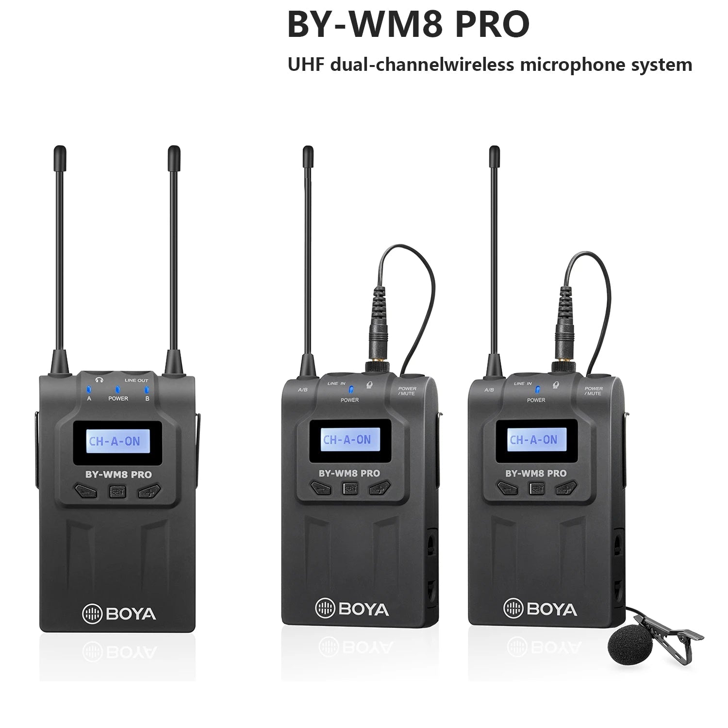 BY-WM8 PRO UHF Wireless Lavalier Lapel Microphone for iPhone Android DSLR Cameras PC Computer Interview Youtube Streaming
