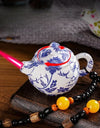 Creative Teapot Gas Lighter Adjustable Flames with Playing Inflation Windproof Red Flame Cigarette Accessories Unique Gift