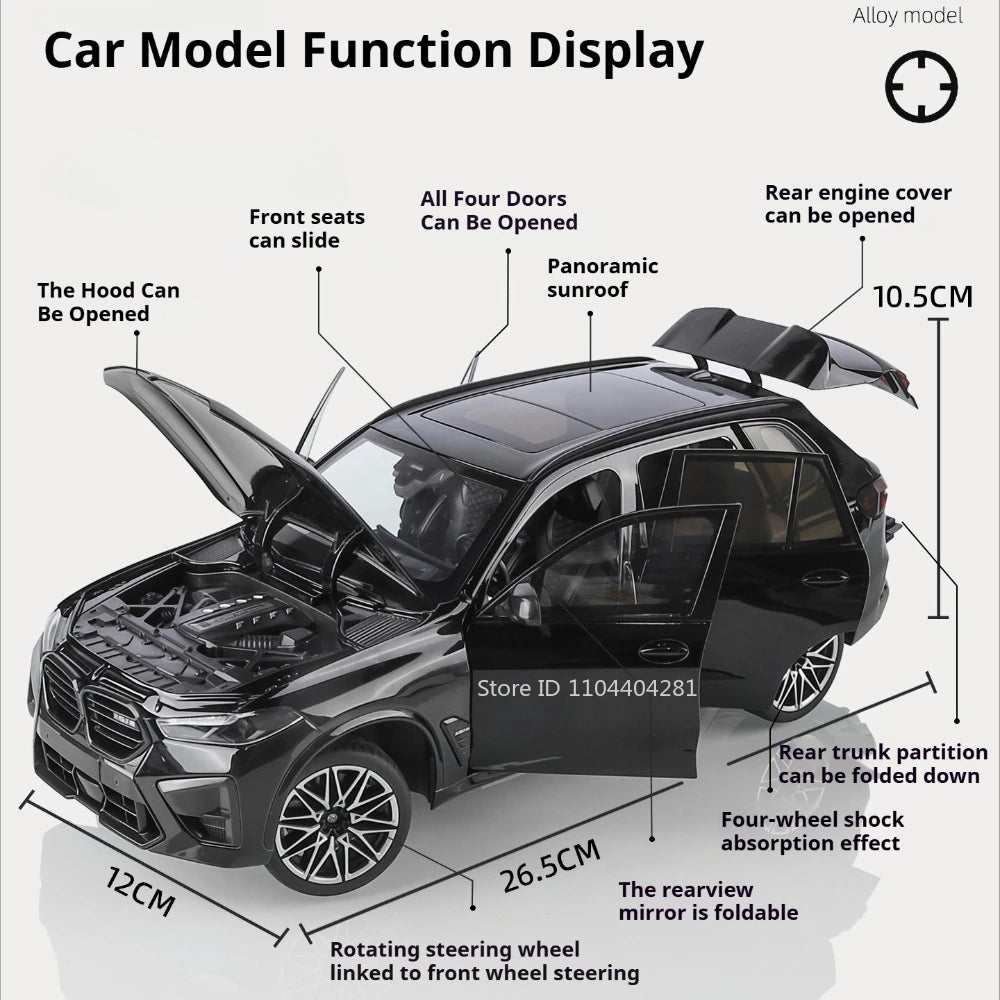 1:18 X5M Honda Accord Car Toys Alloy Diecast Models Shock Absorption Doors Opened Front Wheel Steering Vehices Desktop Ornament
