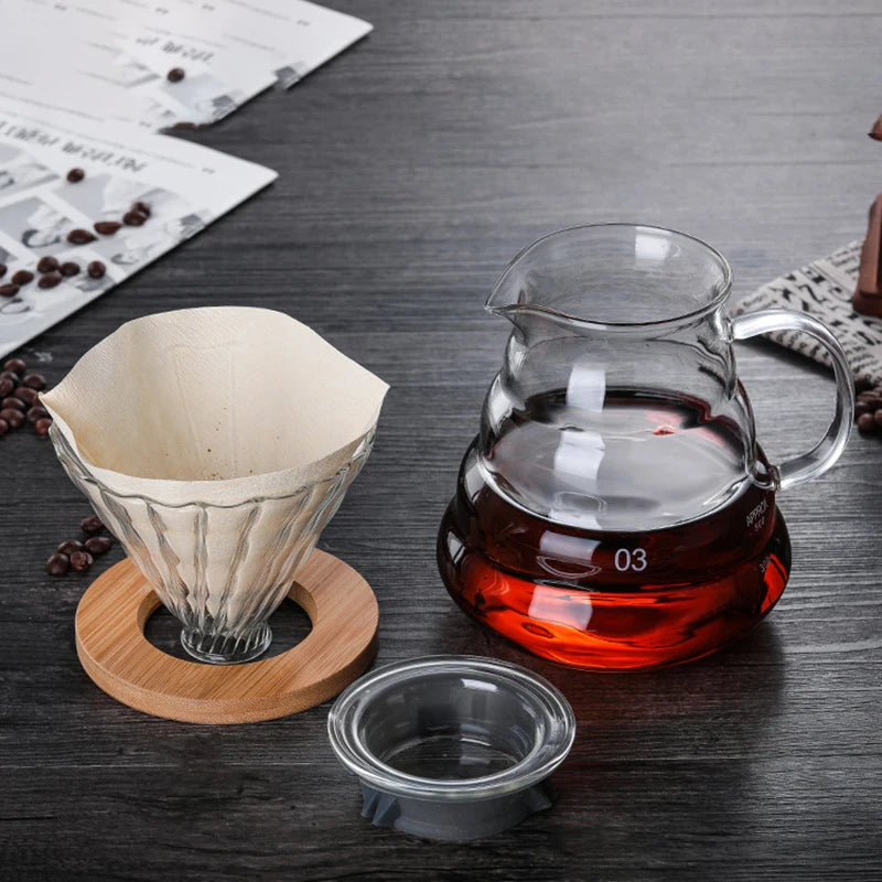 300/500/700ml Glass Coffee Pot With Filter Drip Brewing Hot Brewer Cloud Shaped Kettle Coffee Brewer Utensils Clear Teapot