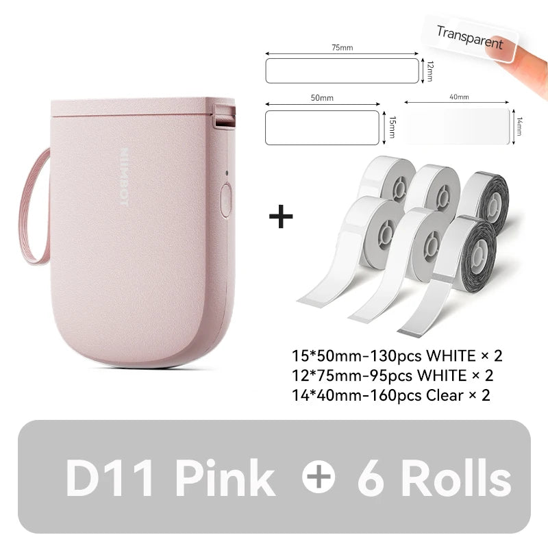 D11 Mini Label Printer 300DPI, Bluetooth Wireless Inkless Sticker Maker, Portable Label Machine for Name Tags, Kitchen & Home