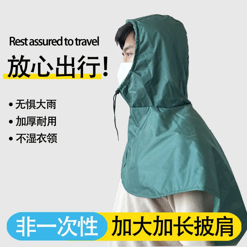 Waterproof Cycling Rain Poncho with Drawstring Hood for Outdoor Work