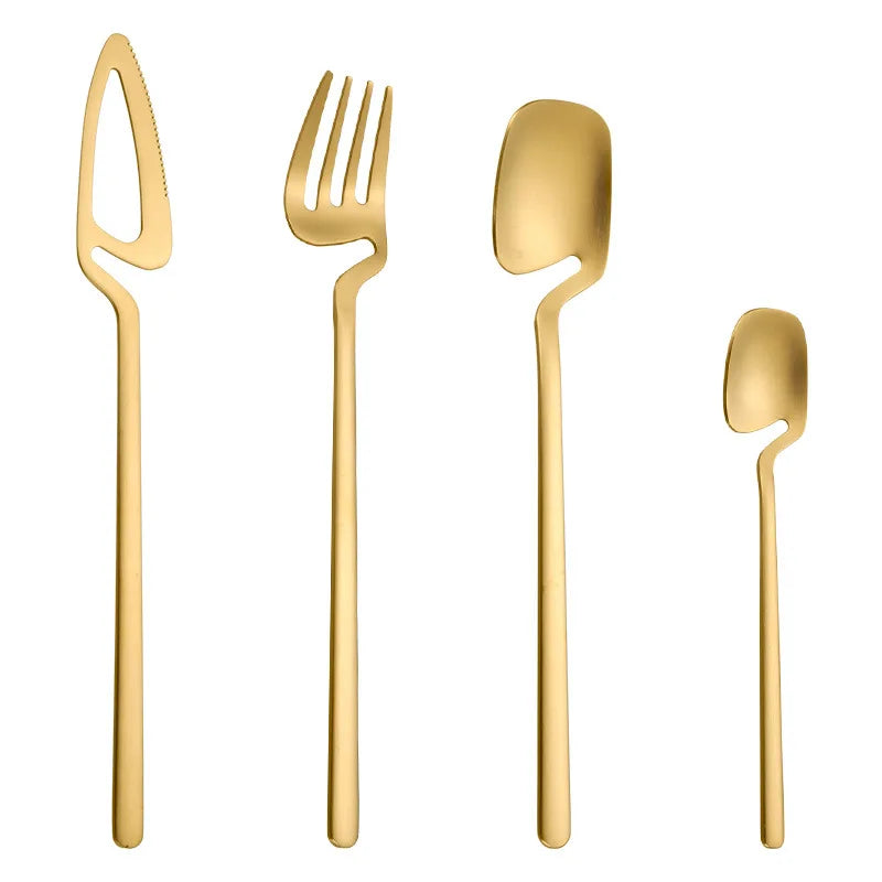 4pcs Rainbow Dining Spoon Fork Table Set Home Kitchen Table Decor Cutlery Sets Ice Cream Desserts Soup Coffee Use Kitchen Tools