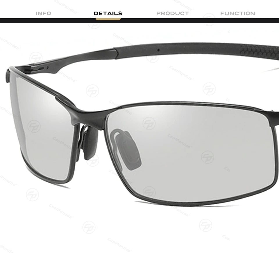 Classic Square Photochromic Polarized Sunglasses UV400 Anti-Glare Driving Glasses for Men Women