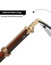 Rimless Sunglasses Women Trendy Vintage Square Wooden Sunglasses
