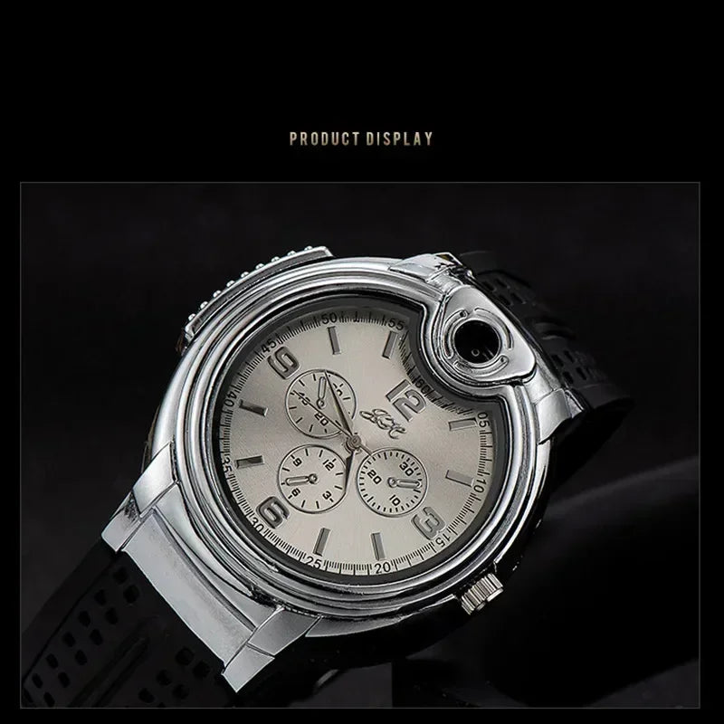 Outdoor Watch Inflatable Lighter Fashion Metal Gas Windproof Portable Open Flame Lighter Smoking Cool Personality Gift 2025 New