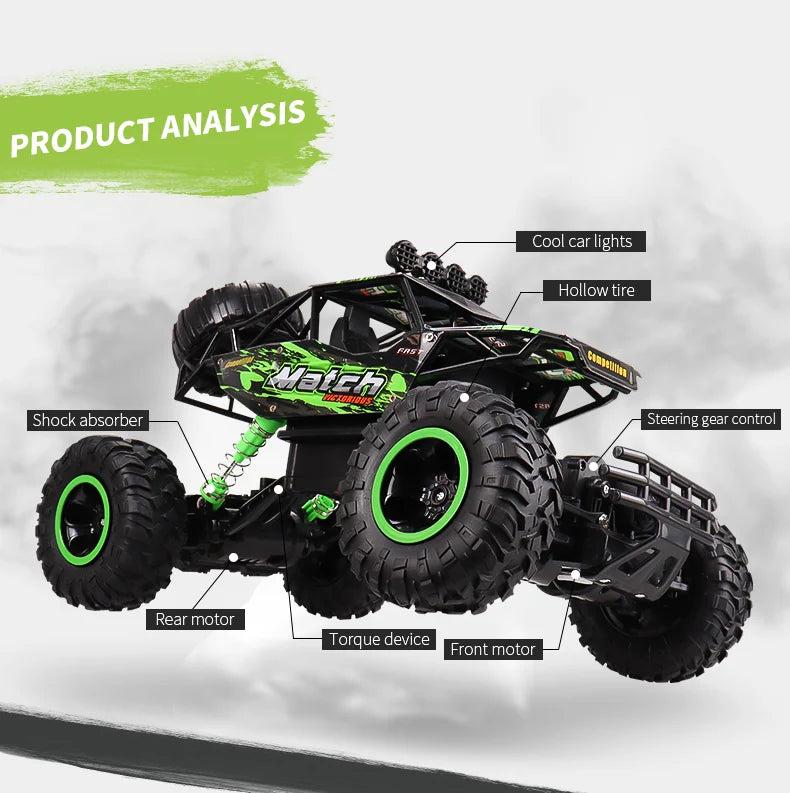 112 Scale Four Wheel Drive RC Monster Truck With LED Lights