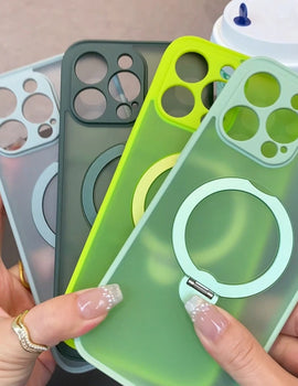 Luxury Magsafe Matte Phone Case For iPhone 16 Pro Max with Magnetic Rotatable Ring Stand Camera Lens Protection Shockproof Case