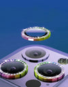 Glitter Diamond Rhinestones Metal Ring Camera Tempered Glass For iPhone 15 11 12 13 14 Pro Max Plus Lens Protector Full Cover