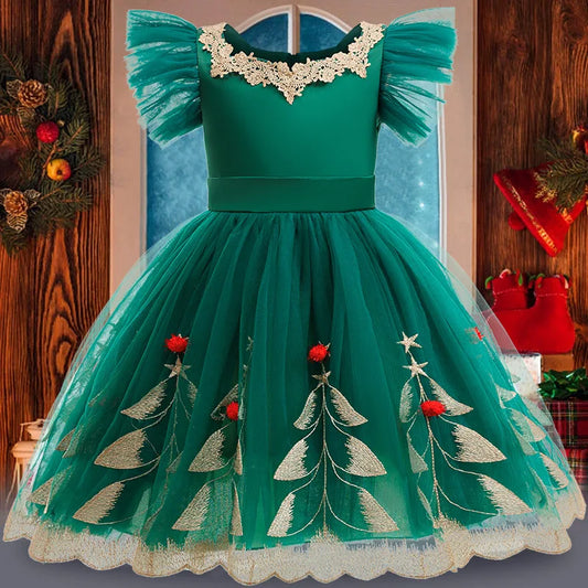 Christmas Green Princess Party Gown Formal Evening Dress