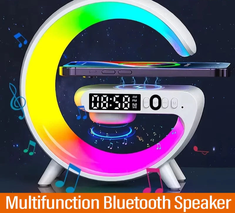 Multifunction Bluetooth Speaker TF RGB Night Light 15W Wireless Charger Stand for iPhone Samsung Xiaomi Fast Charging Station