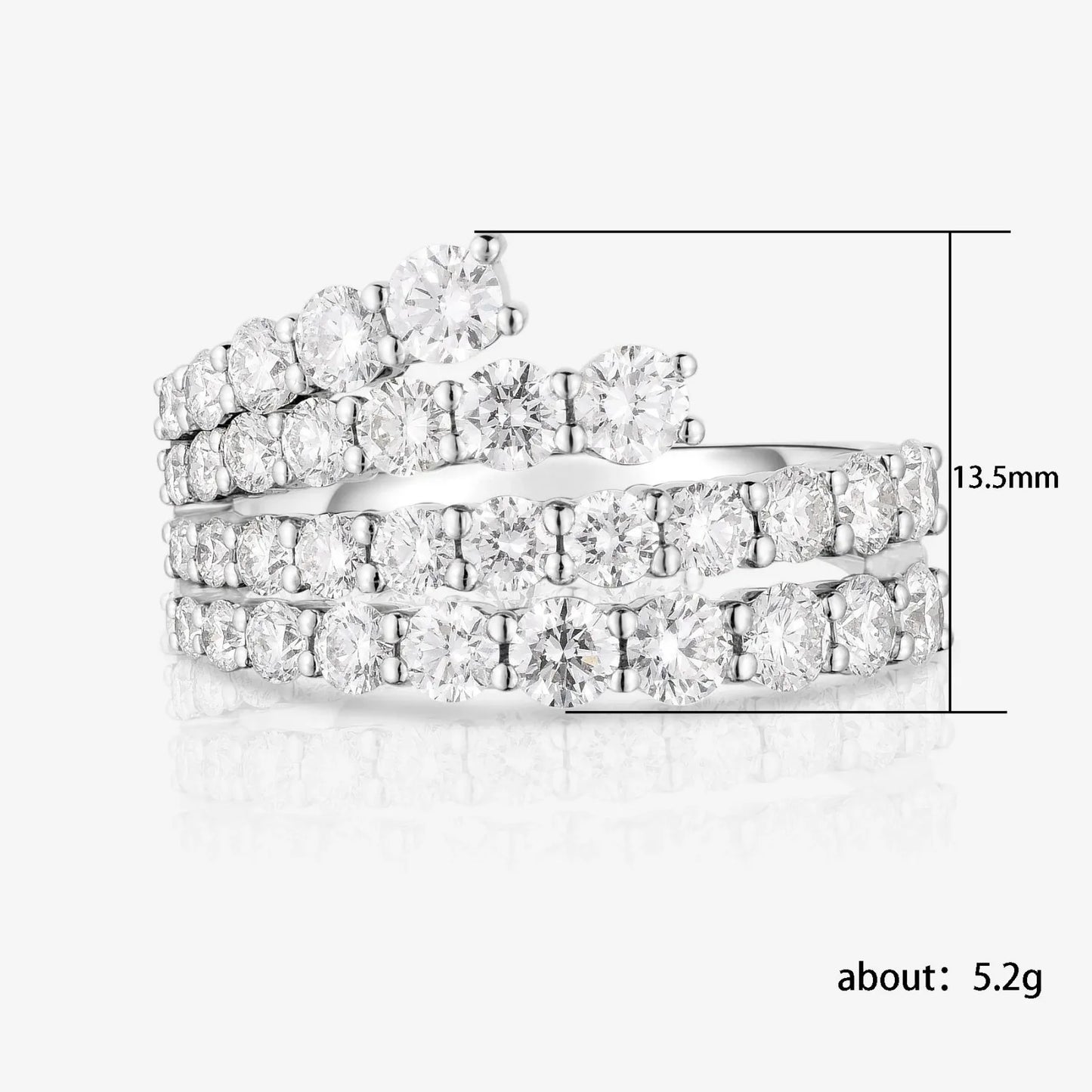 Fashion 4 Rows Zircon Winding Rings for Women Korea New White CZ Bridal Ring