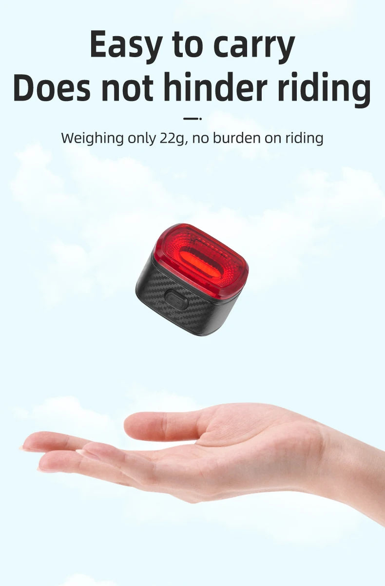 Smart Bicycle Brake Light IPx6 Taillight Type-C Bike Tail Rear Light Auto Stop LED Riding Warning Cycling Light