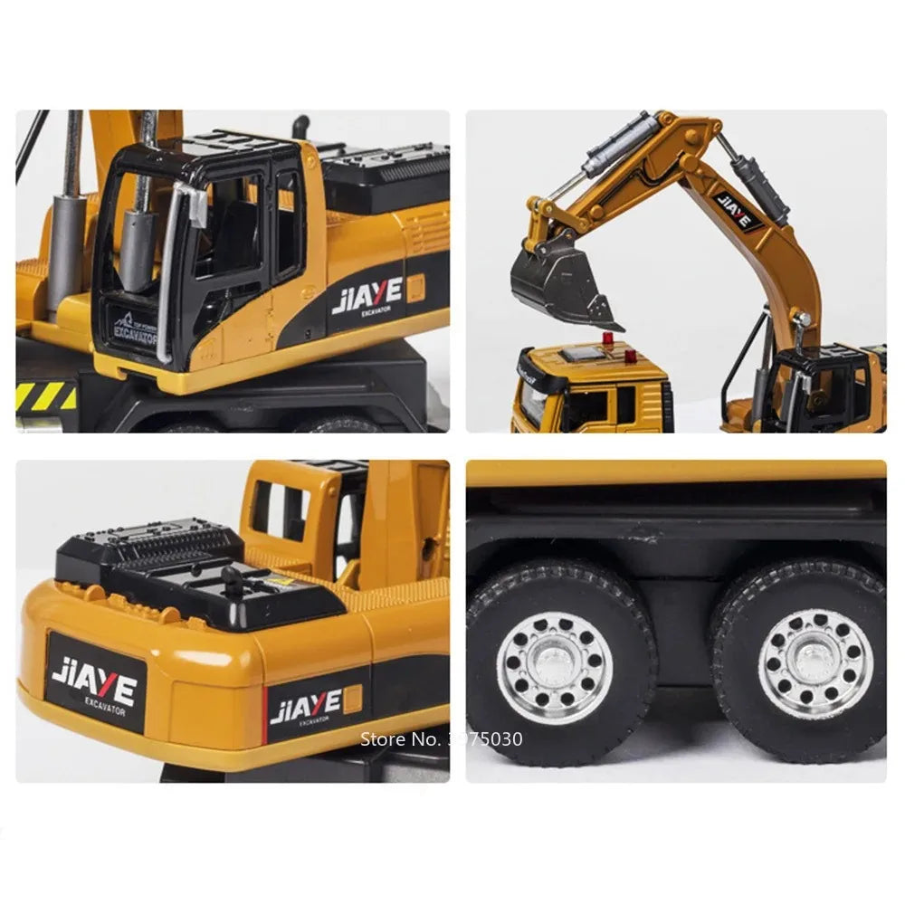1:50 Scale Mixer Excavator Car Model Toy Simulation Sound Light Metal Die-cast Engineering Cement Transport Vehicles Gifts