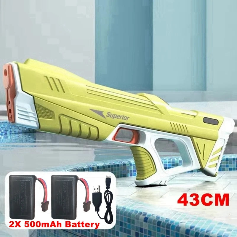 Full Automatic Electric Water Gun 43cm Portable Rechargeable Water Blaster for Outdoor Activities