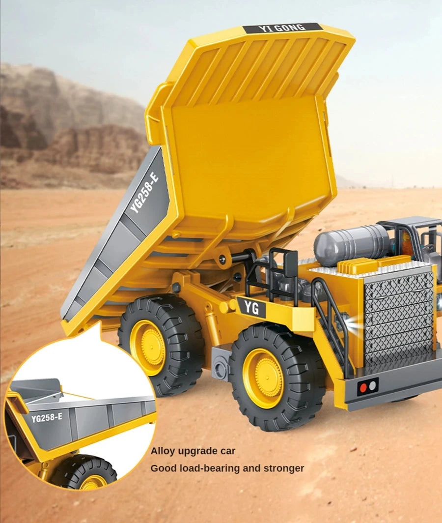 Remote Control Excavator 4x4 Alloy Dump Truck Bulldozer Radio Model RC Car Construction Vehicle Toy  Gifts