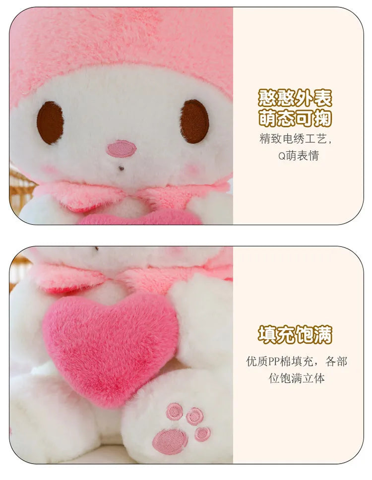 Sanrio Kawaii Kuromi My Melody Cinnamoroll Plush Toy Stuffed Doll for Kids Birthday Xmas Gift Large Cute Pillow for Sleeping