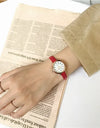 Vintage Luxury Literary Ladies Quartz Watch Brown Brown Thin Small Leather Strap Ladies Elegant Bracelet Watch