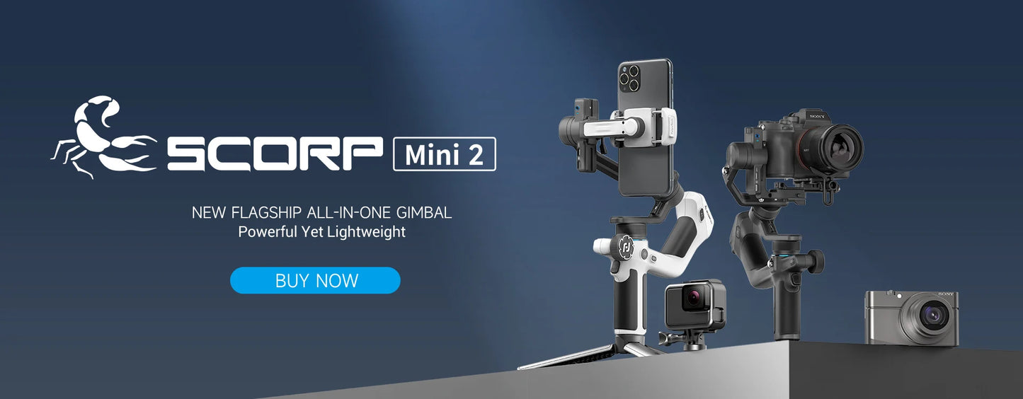 Mini 2 Handheld Gimbal 3-Axis Mirrorless & Action Camera Smartphone with AI tracker Magnetic Fill, 1.2kg Payload