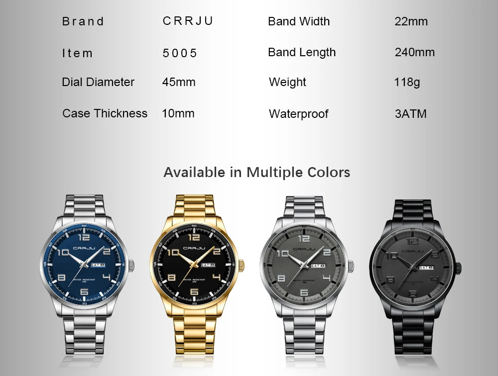 Men Luxury Watches Stainless Steel Quartz Auto Date Clock with Luminous Hands Relogio Masculino