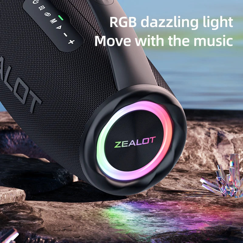 ZEALOT S97 80W Bluetooth Speaker Powerful Wireless Speaker with Portable Handle, for Party, Camping,RGB Colorful Light