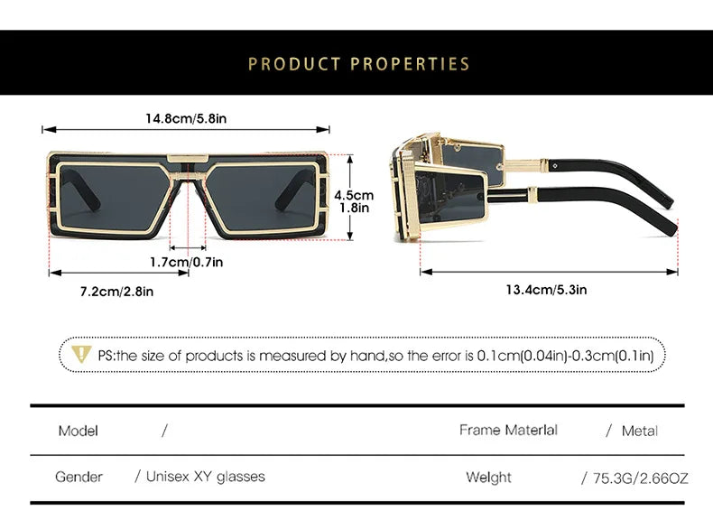 Square Punk Steampunk Sunglasses With UV400 Protection