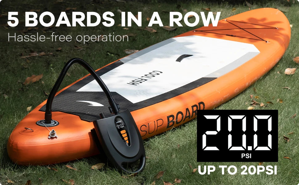 SUP Pump for Inflatable Boats Kayak 20PSI Dual Stage Corded Stand Up Paddle Board Surfing Board with Nozzles No Battery