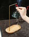 Creative Ceramic Lotus Incense Burner Set Smoke Backflow Lotus Seed Head Incense Holder with Wooden Incense Tray Home Decor