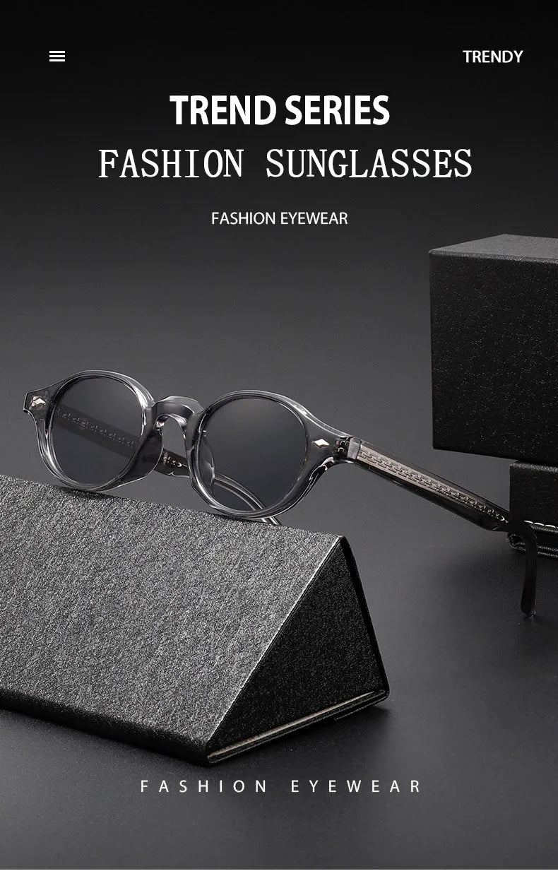 Vintage Oval Acetate Sunglasses With UV400 Protection
