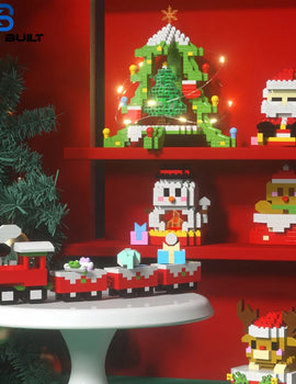 Knew Built Christmas Micro Mini Building Blocks Toys - Santa Claus, Christmas Tree, Reindeer, Snowman Elements - Perfect Gifts