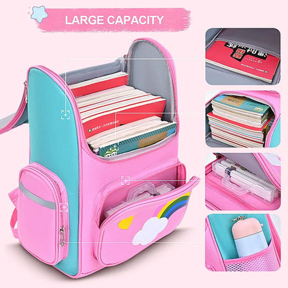 CHILDREN'S Elementary School Students Schoolbag 6-12 Years Old Boys and Girls Shoulders Backpack 1-6 Grades Unicorn Cute Wat