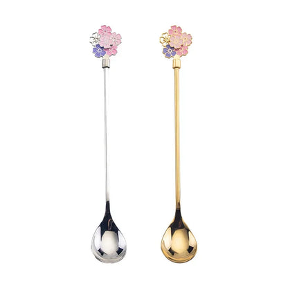 304 Stainless Steel Spoon Cherry Blossoms Spoon Coffee Dessert Spoon Christmas Gifts Tableware Decoration Tea Spoon