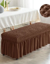 Stretch Long Bench Cover with Skirt Seersucker Ottoman Covers Elastic Piano Stool Protector Bedroom Bedside Footrest Slipcovers