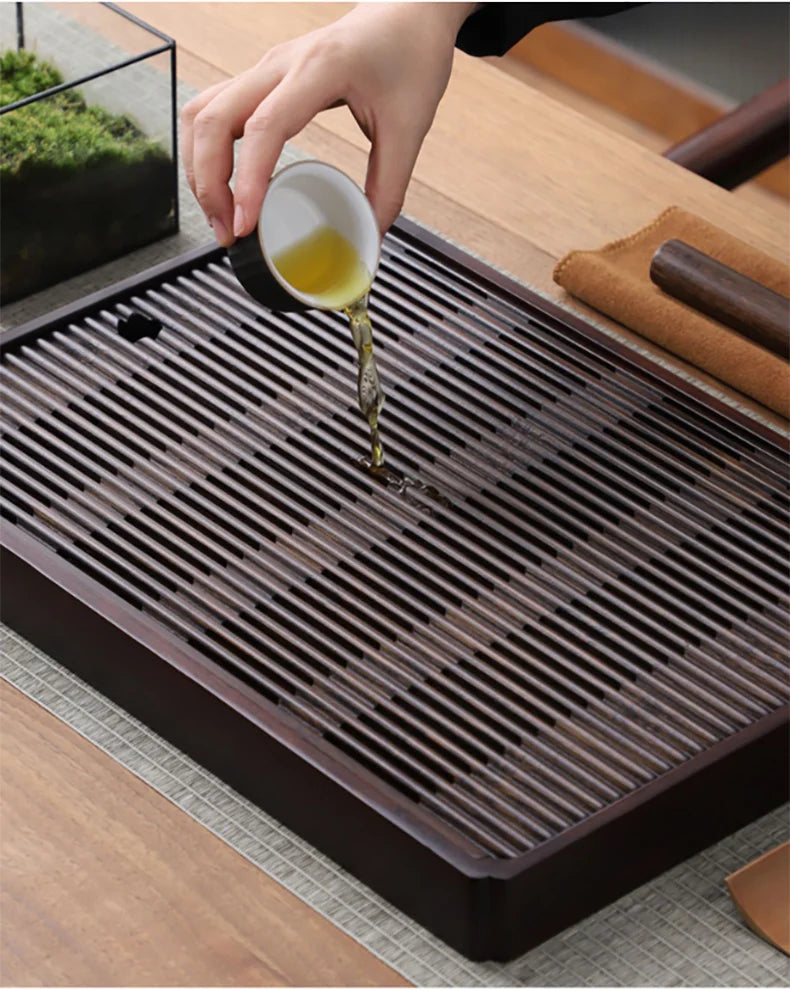 Chinese Natural Bamboo Tea Tray Water Storage Kung Fu Tea Set Simple Rectangular Tea Board Tea Storage Tray