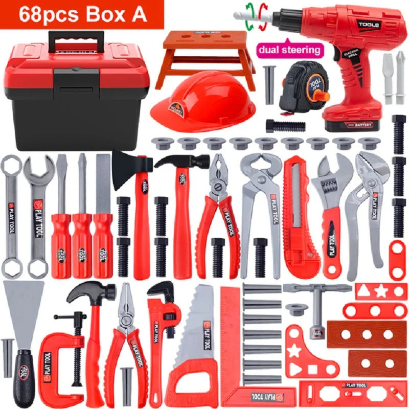 Kids Toolbox Kit Educational Toys Simulation Repair Tools Toys Drill Plastic Game Learning Engineering Puzzle Toys Gifts For Boy