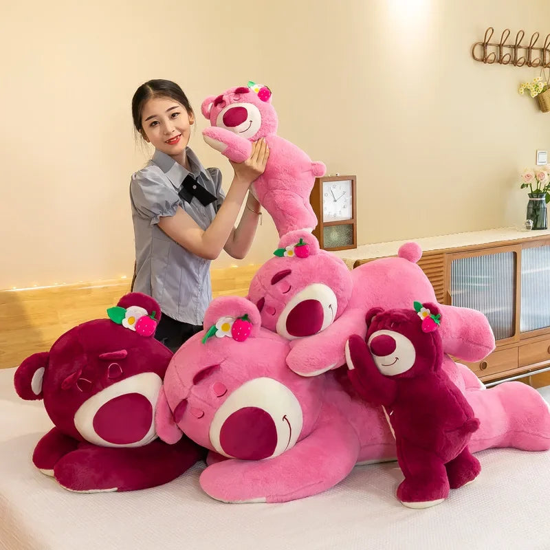 Disney Kawaii Toy Story Lotso Bear Strawberry Sofa Plush Pillow Stuffed Toys  Girls Friends Festivals Birthday Gift