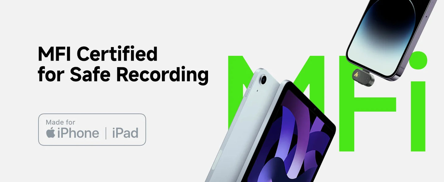 Wireless Lavalier Microphone with AI Noise Cancellation and App Control