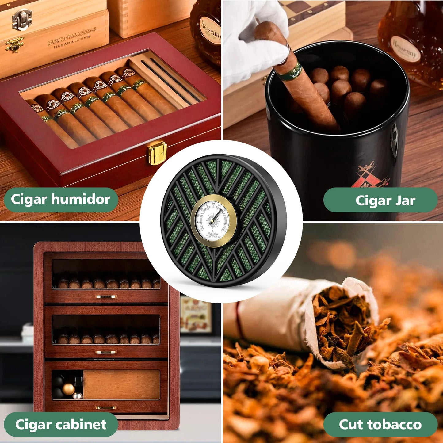 Cigar Humidifier Cigar Humidors Humidifier Round Cigar Humidier Cigar Hygrometer Combo for Cigar Box Keep Cigars Fresh