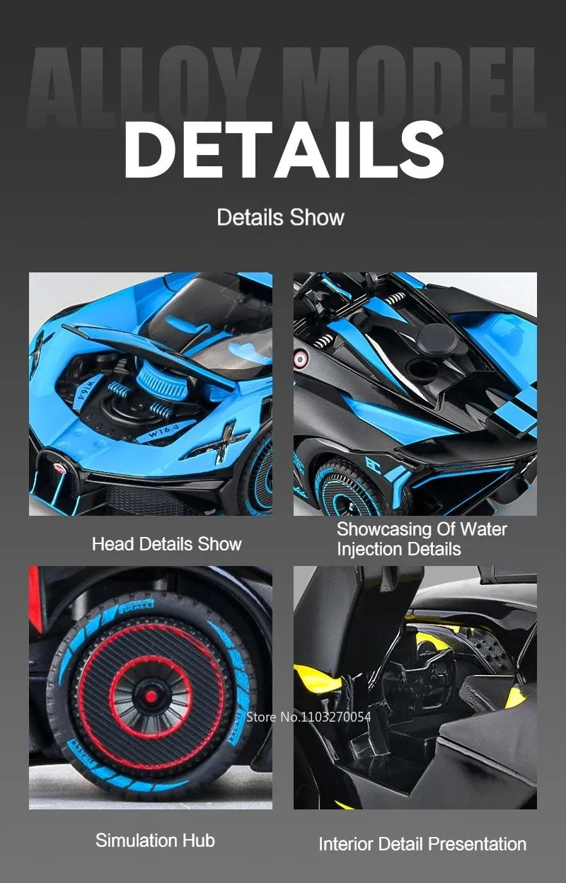 1:24 Bolide Revuelto Alloy Model Diecast Car Toys Doors Opened Sound Light Pull Back Miniature Vehice Boy Adult Birthday Present